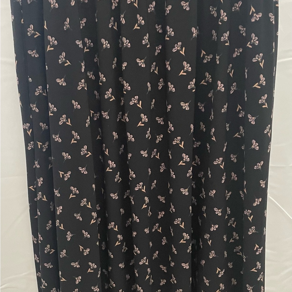 Anne Klein Black with pink Floral Print Sleeveless Midi Dress size 6 pockets - Picture 13 of 16